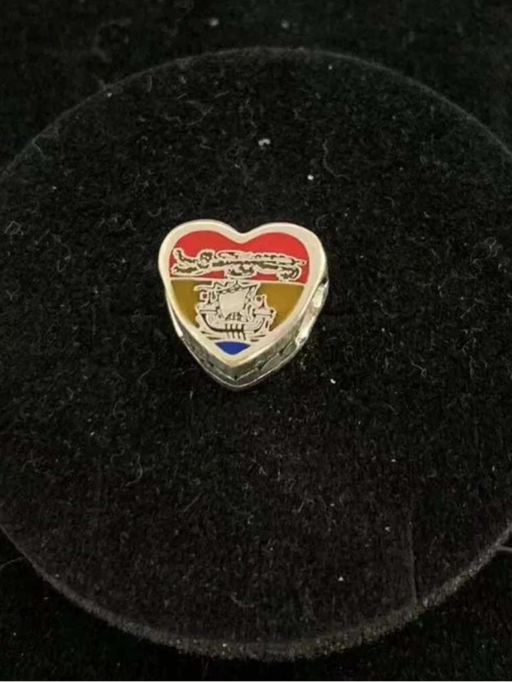 Pandora Heart Enamel Charm in Red, Gold and Blue
